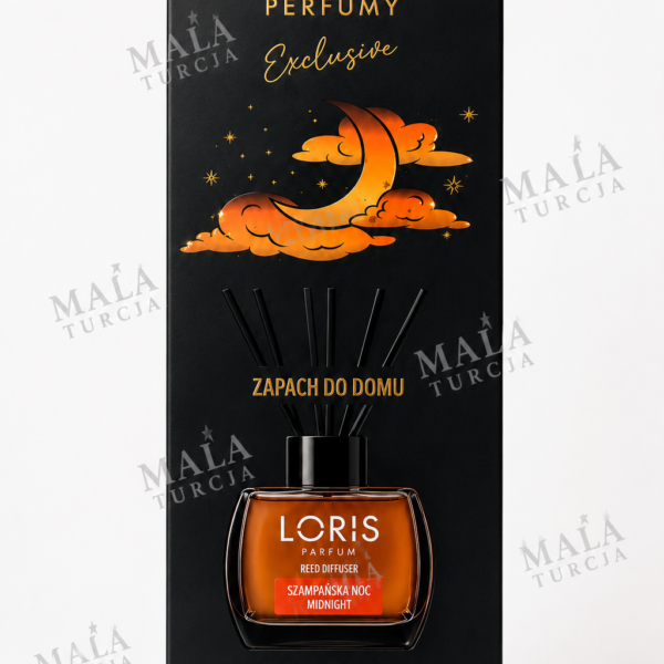 Loris Perfumy Reed Diffuser Szampańska Noc (Midnight) 120 ml – Patyczki Zapachowe do Domu | Produkt z Turcji