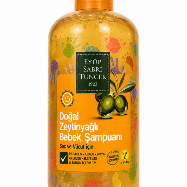 Eyüp Sabri Tuncer Naturalny Szampon dla Dzieci z Oliwą z Oliwek 600 ml – Do Włosów i Ciała