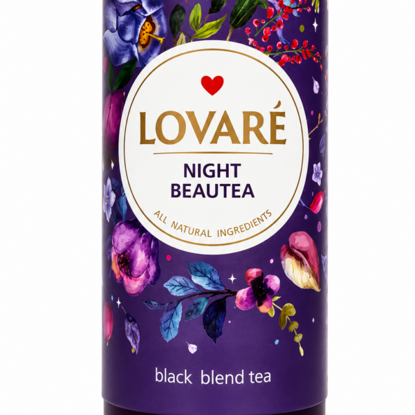 LOVARÉ Night Beautea – Premium Czarna Herbata z Naturalnymi Składnikami w Eleganckiej Puszce